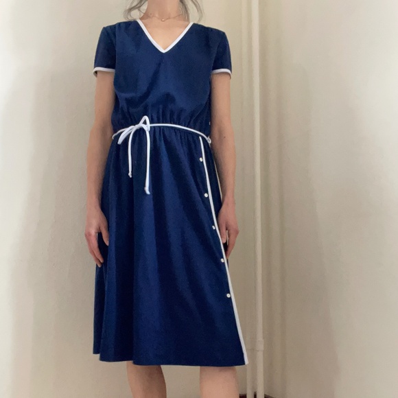 Vintage Miss Oops California navy and white trim dress - Picture 2 of 15